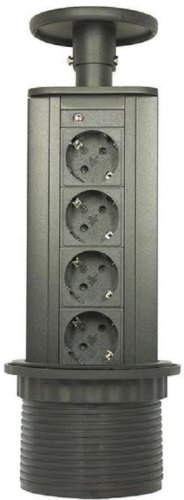 Розетка встраеваемая выдвижная механическая Mebax LK4 4-м. Ø100мм черный фото Розетка встраеваемая выдвижная механическая Mebax LK4 4-м. Ø100мм черный картинка